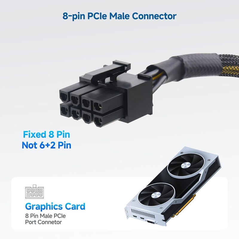 CableMatters كابل تمديد PCIe 8 بن - حزمة 2 - 10 بوصة (ذكر إلى أنثى، غير مخصص للاستخدام المباشر مع مزود الطاقة) - Image 4
